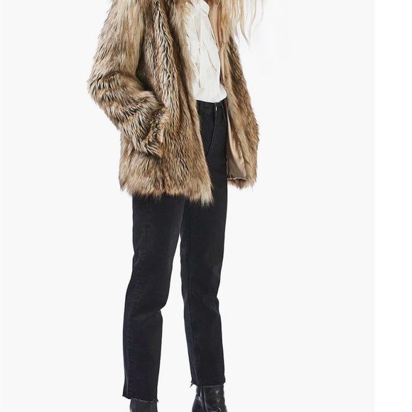 Topshop Faux Fur Coat - Size US 4 - Picture 4 of 8
